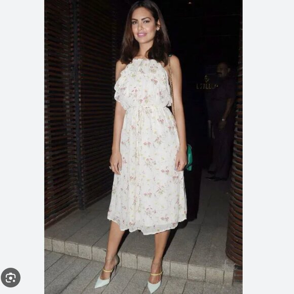 Zara Floral Sequin Ruffle Midi Halterneck Midi Dress NWT Size XS - Picture 1 of 9